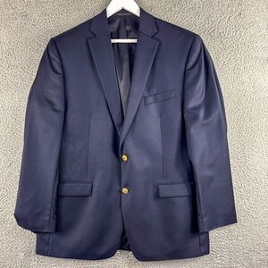 Lauren Ralph Lauren Blazer Mens 44L Blue Wool Gold Buttons Wedding Preppy Casual